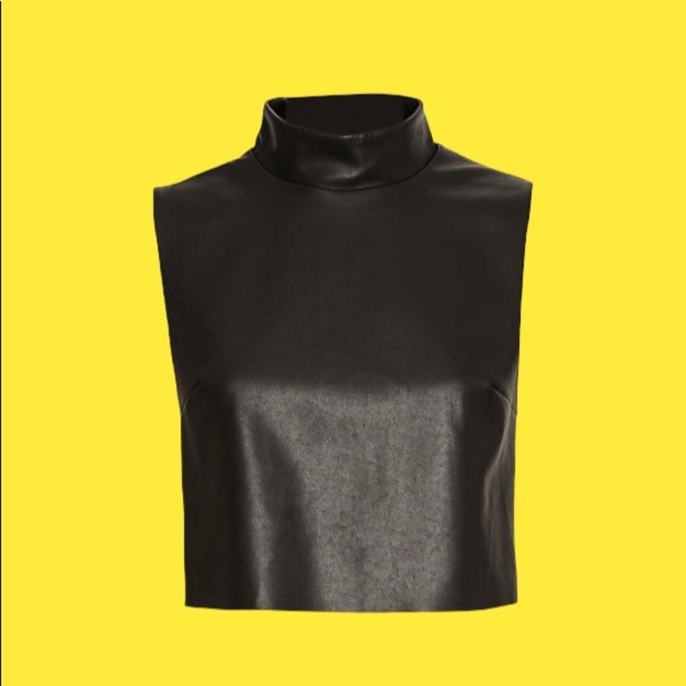 Leather Like Crop Top from INTERMIX. Layer this for a super hot look! ❤️